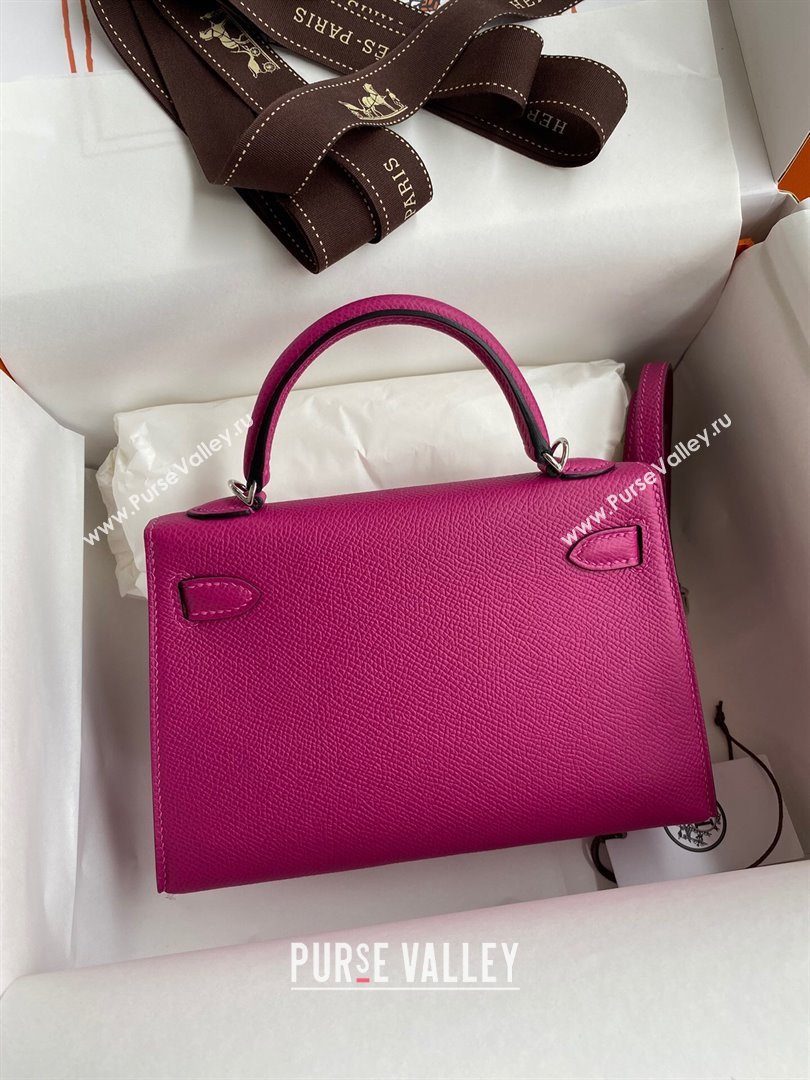 Hermes Mini Kelly II Bag 19cm in Original Epsom Leather Rosy/Silver 2024 (Full Handmade) (XYA-24030103)