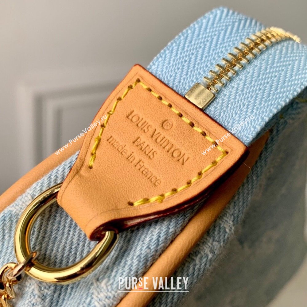 Louis Vuitton Mini Pochette Accessories in Monogram Denim 100% GOTS-certified Cotton M82960 Blue 2024 (K-24061229)