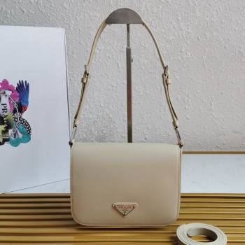 Prada Brushed Leather Shoulder Bag 1BD308 Beige 2021 (YZ-21090859)