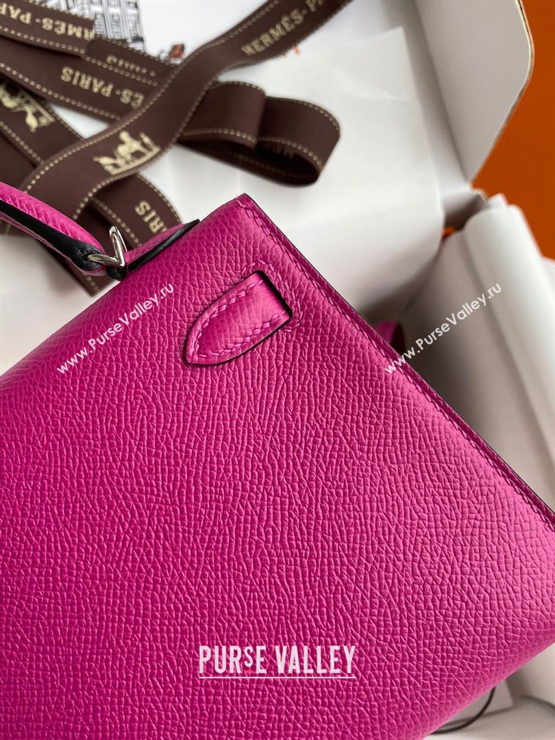 Hermes Mini Kelly II Bag 19cm in Original Epsom Leather Rosy/Silver 2024 (Full Handmade) (XYA-24030103)