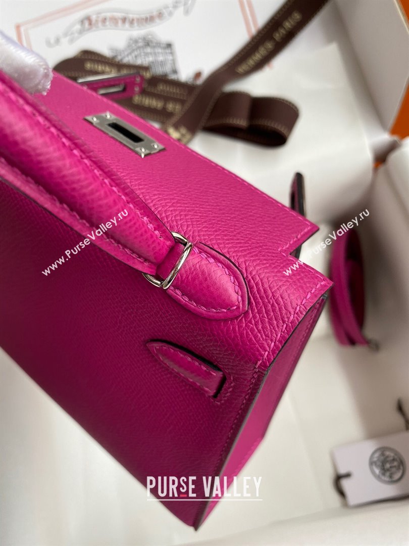 Hermes Mini Kelly II Bag 19cm in Original Epsom Leather Rosy/Silver 2024 (Full Handmade) (XYA-24030103)