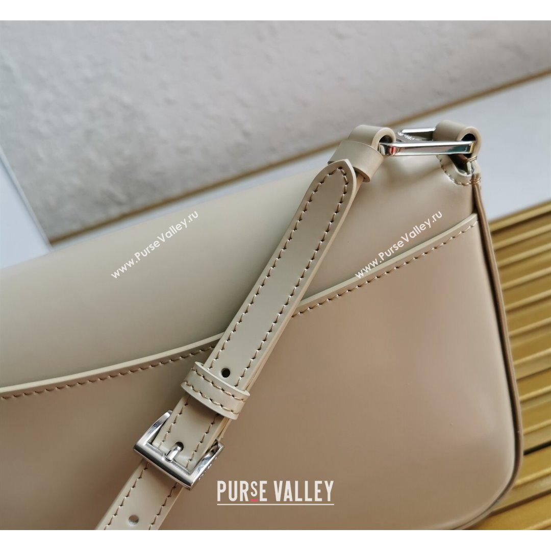 Prada Brushed Leather Shoulder Bag 1BD308 Beige 2021 (YZ-21090859)