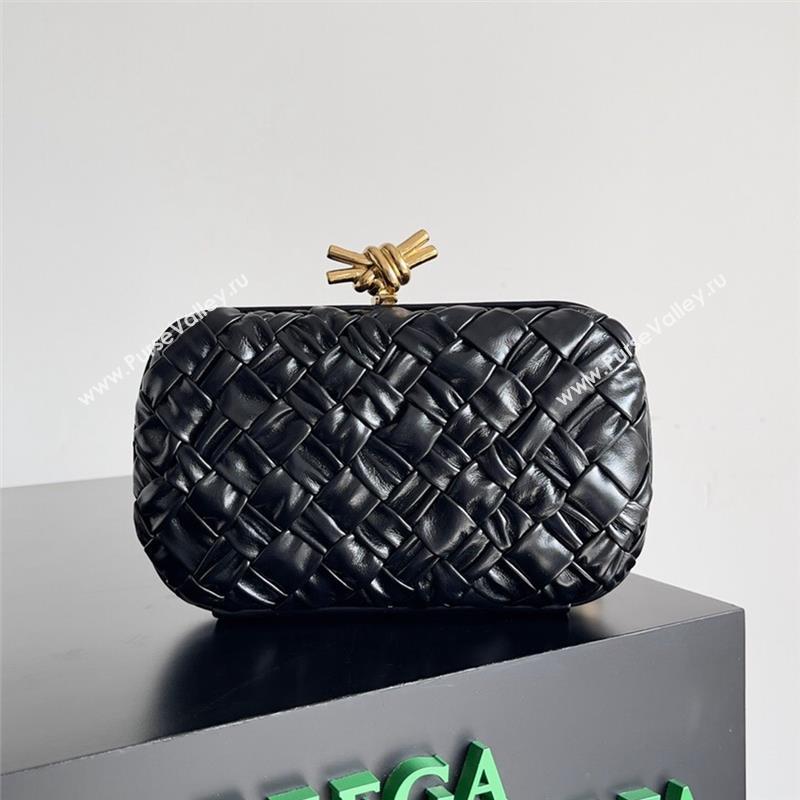 Bottega Veneta Knot Minaudiere Clutch in Foulard Intreccio Leather 717622 Black 2023 (MS-23101312)