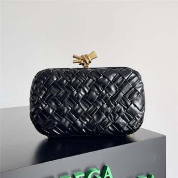 Bottega Veneta Knot Minaudiere Clutch in Foulard Intreccio Leather 717622 Black 2023 (MS-23101312)