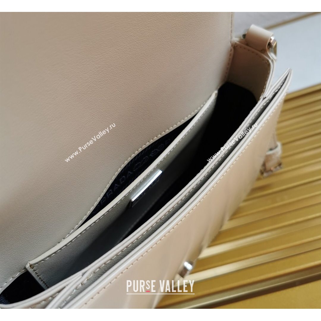 Prada Brushed Leather Shoulder Bag 1BD308 Beige 2021 (YZ-21090859)