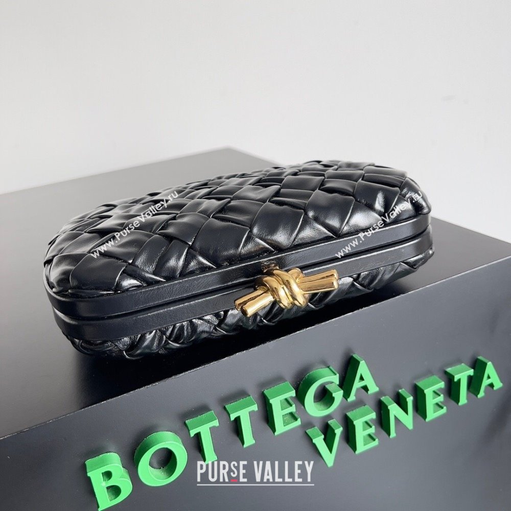 Bottega Veneta Knot Minaudiere Clutch in Foulard Intreccio Leather 717622 Black 2023 (MS-23101312)