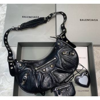 Balenciaga Le Cagole Lambskin Small Shoulder Bag Black/Aged Silver 2021 (JM-21091029)