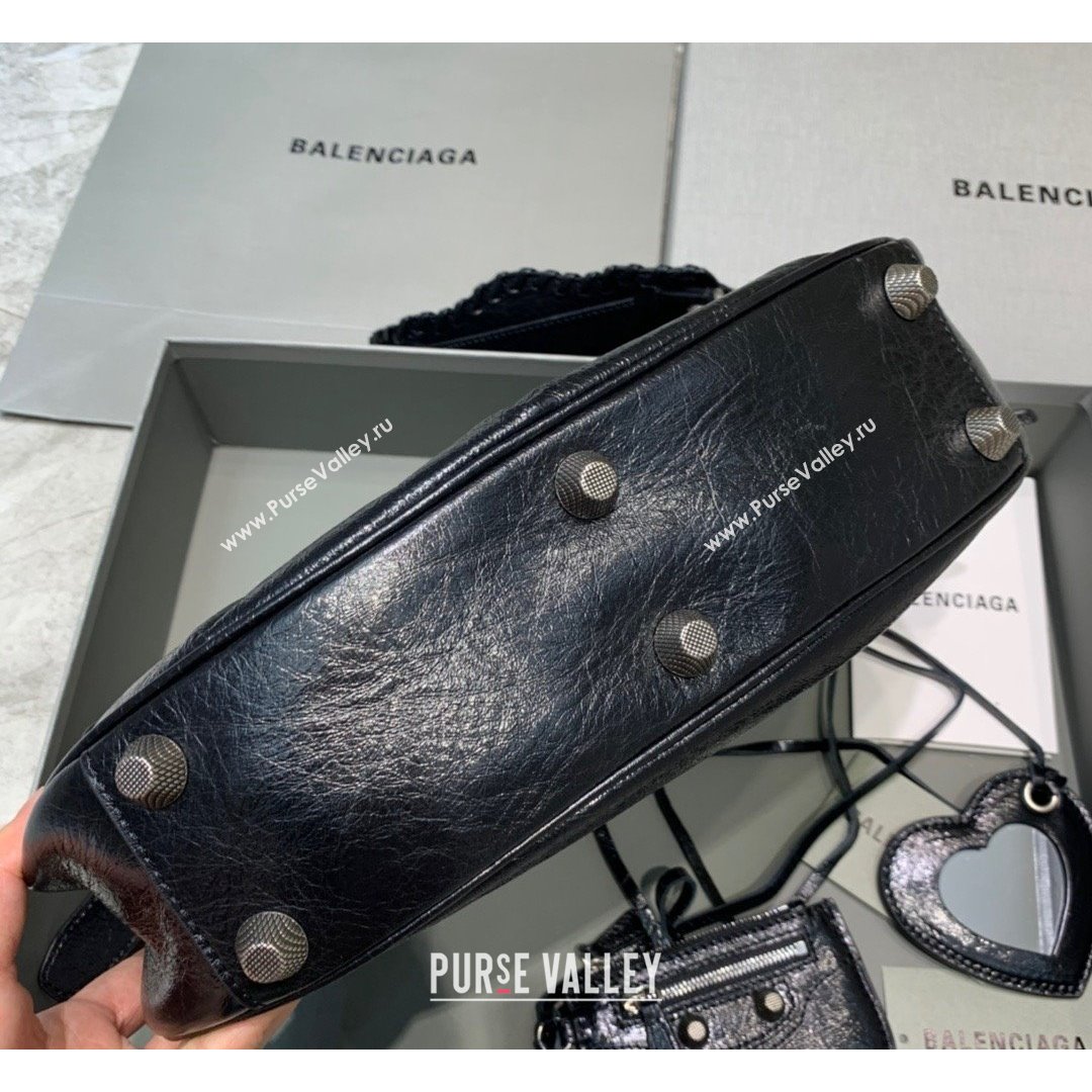 Balenciaga Le Cagole Lambskin Small Shoulder Bag Black/Aged Silver 2021 (JM-21091029)