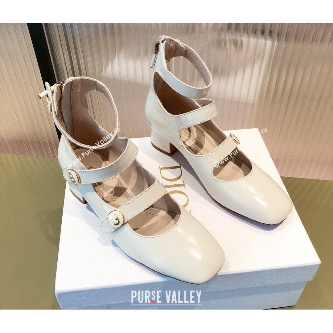Dior D-Doll Mary Janes Pumps in White Shiny Calfskin 2021 (KL-21081654)