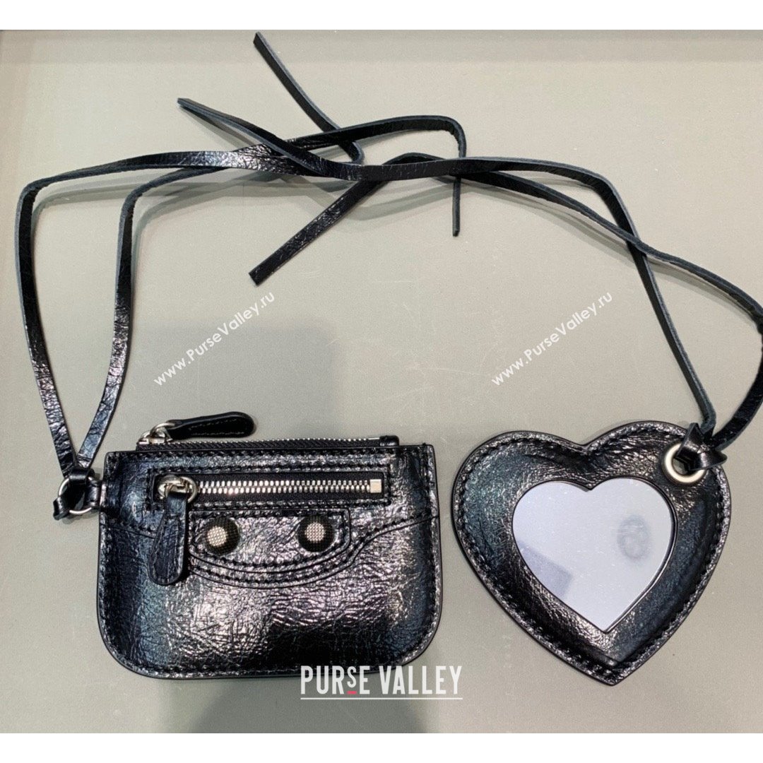 Balenciaga Le Cagole Lambskin Small Shoulder Bag Black/Aged Silver 2021 (JM-21091029)