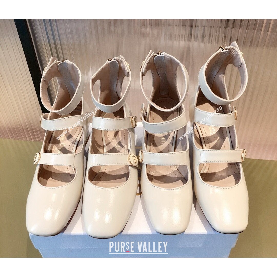 Dior D-Doll Mary Janes Pumps in White Shiny Calfskin 2021 (KL-21081654)