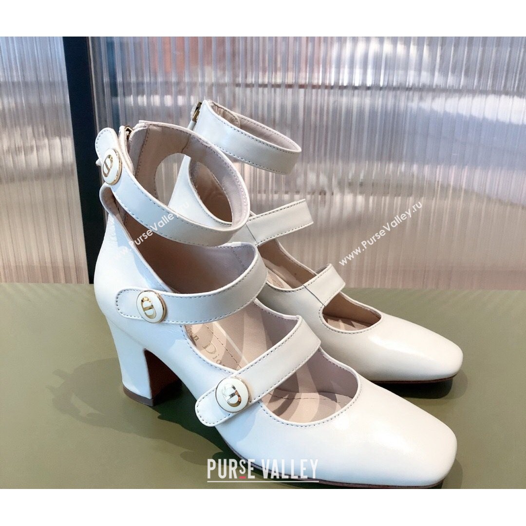 Dior D-Doll Mary Janes Pumps in White Shiny Calfskin 2021 (KL-21081654)
