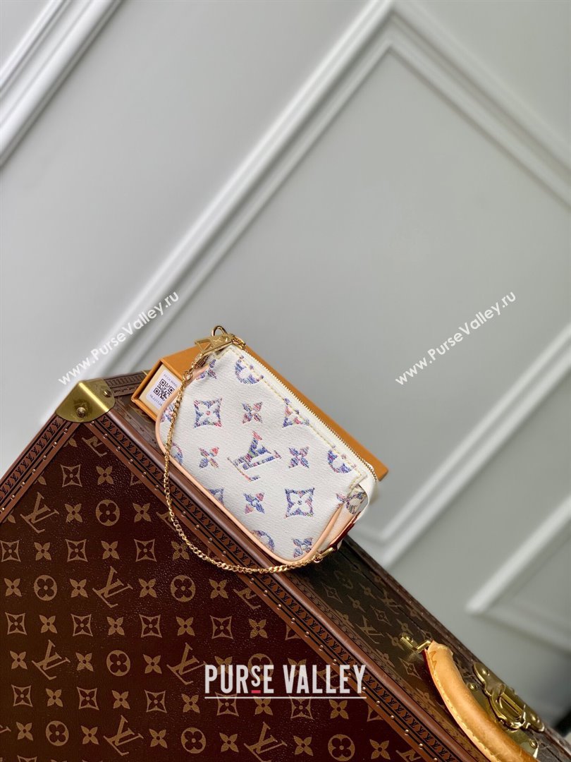 Louis Vuitton Mini Pochette Accessories Clutch in Multicolor Beige Monogram Jacquard Fabric M58009 2024 (K-24061234)