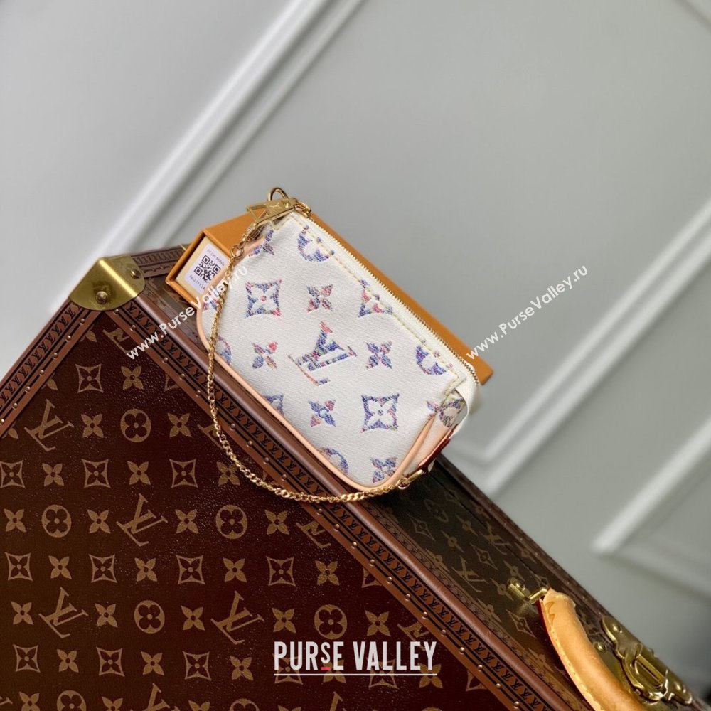 Louis Vuitton Mini Pochette Accessories Clutch in Multicolor Beige Monogram Jacquard Fabric M58009 2024 (K-24061234)