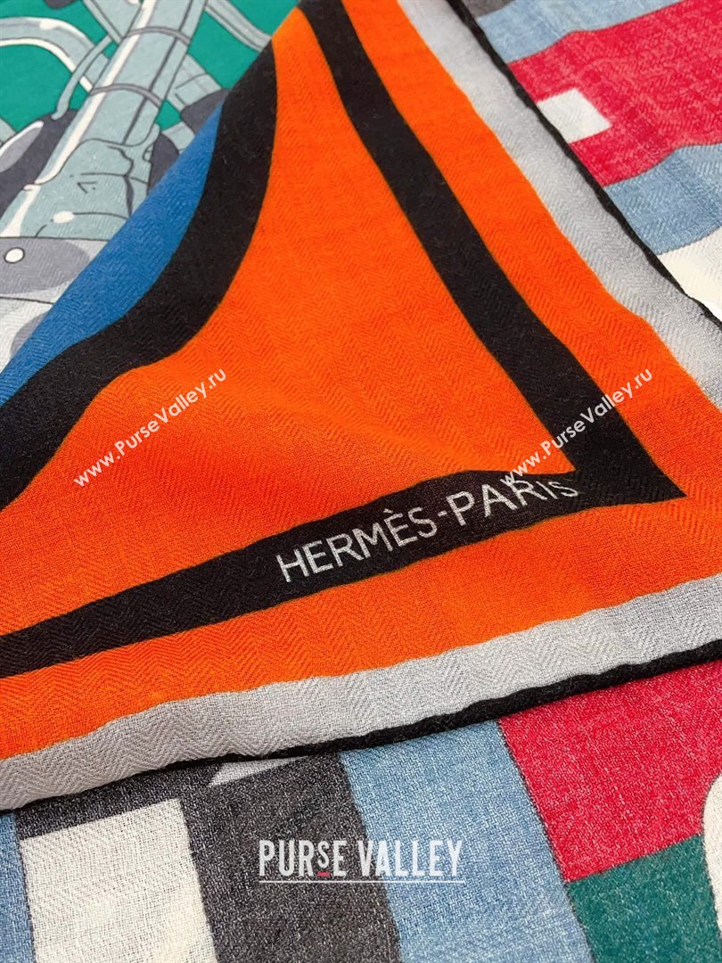 Hermes Cashmere Silk Sqaure Shawl Scarf 140cm H11713 Orange 2023 (A-23111713)