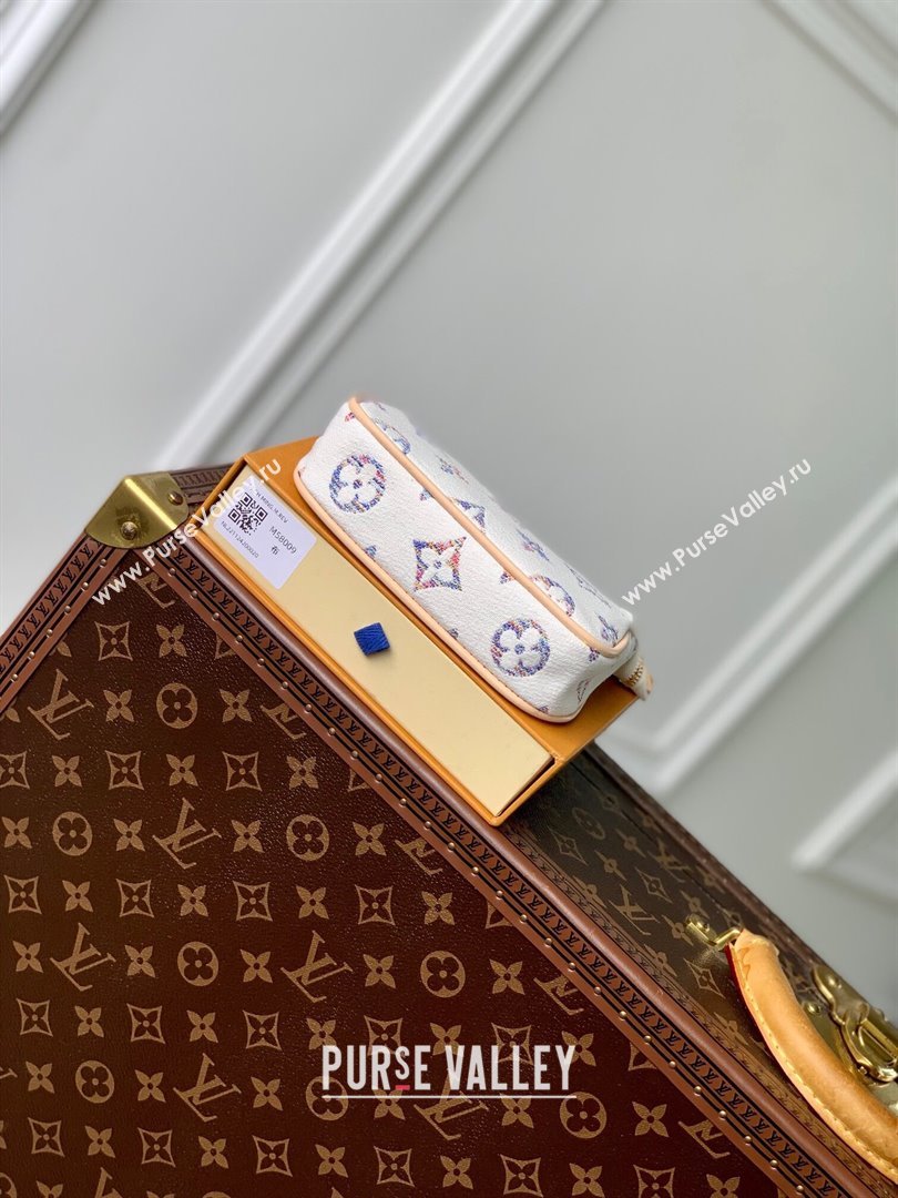 Louis Vuitton Mini Pochette Accessories Clutch in Multicolor Beige Monogram Jacquard Fabric M58009 2024 (K-24061234)