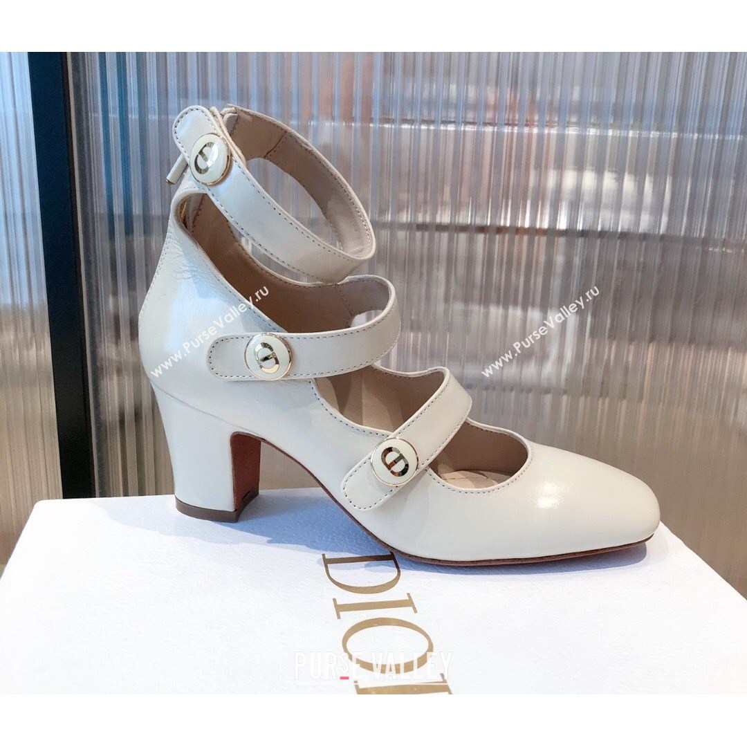 Dior D-Doll Mary Janes Pumps in White Shiny Calfskin 2021 (KL-21081654)