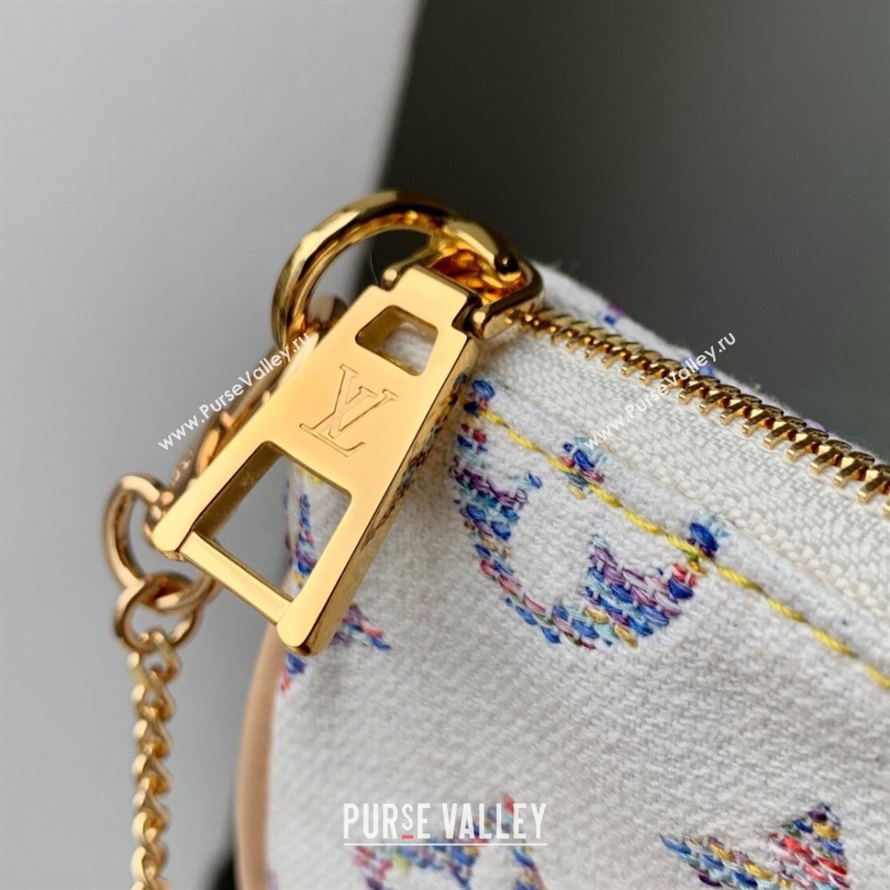 Louis Vuitton Mini Pochette Accessories Clutch in Multicolor Beige Monogram Jacquard Fabric M58009 2024 (K-24061234)