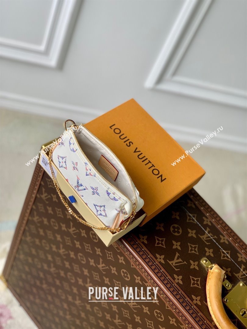 Louis Vuitton Mini Pochette Accessories Clutch in Multicolor Beige Monogram Jacquard Fabric M58009 2024 (K-24061234)