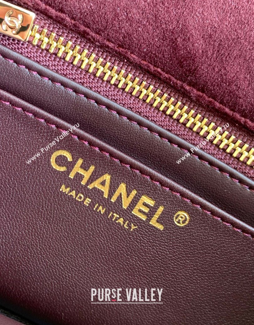 Chanel Velvet Mini Flap Bag with Strass Ball Dark Brown 2025 AS1787 (yezi-251010043)