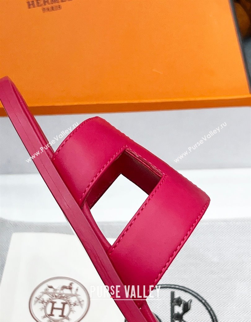 Hermes Oran Classic Flat Slides Sandal in Swift Leather Fuchsia Pink 2025 H02272 (MD-250227022)