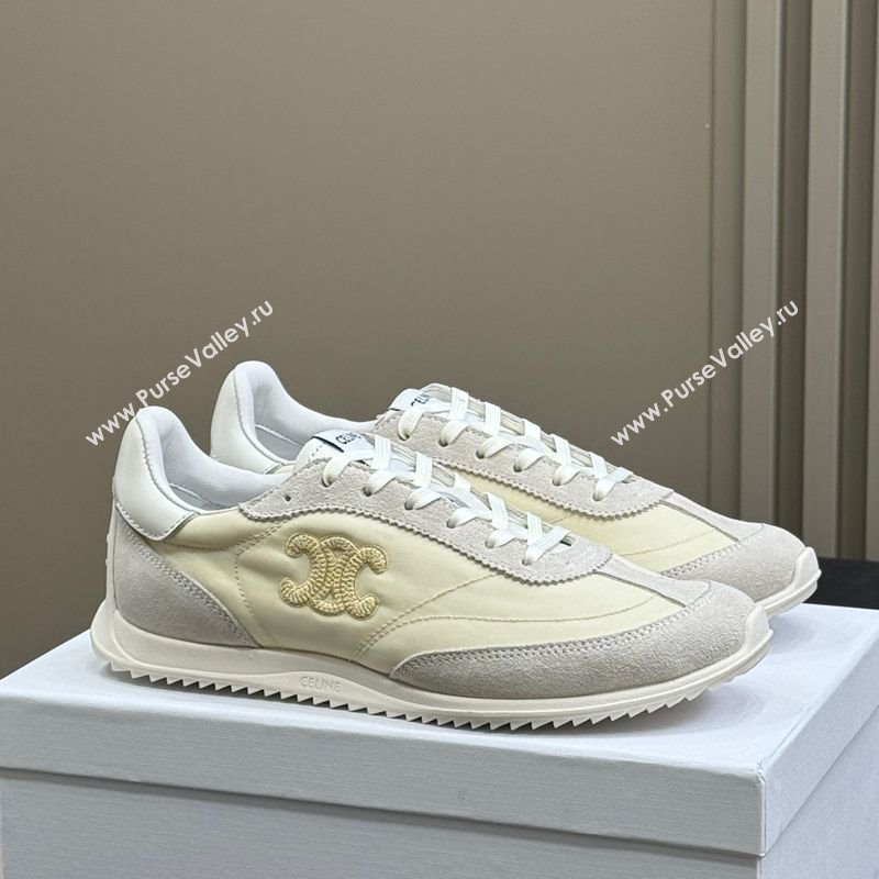 Celine Racer Low top Sneakers in Nylon and Suede Vanilla White 2025 (SS-250709084)