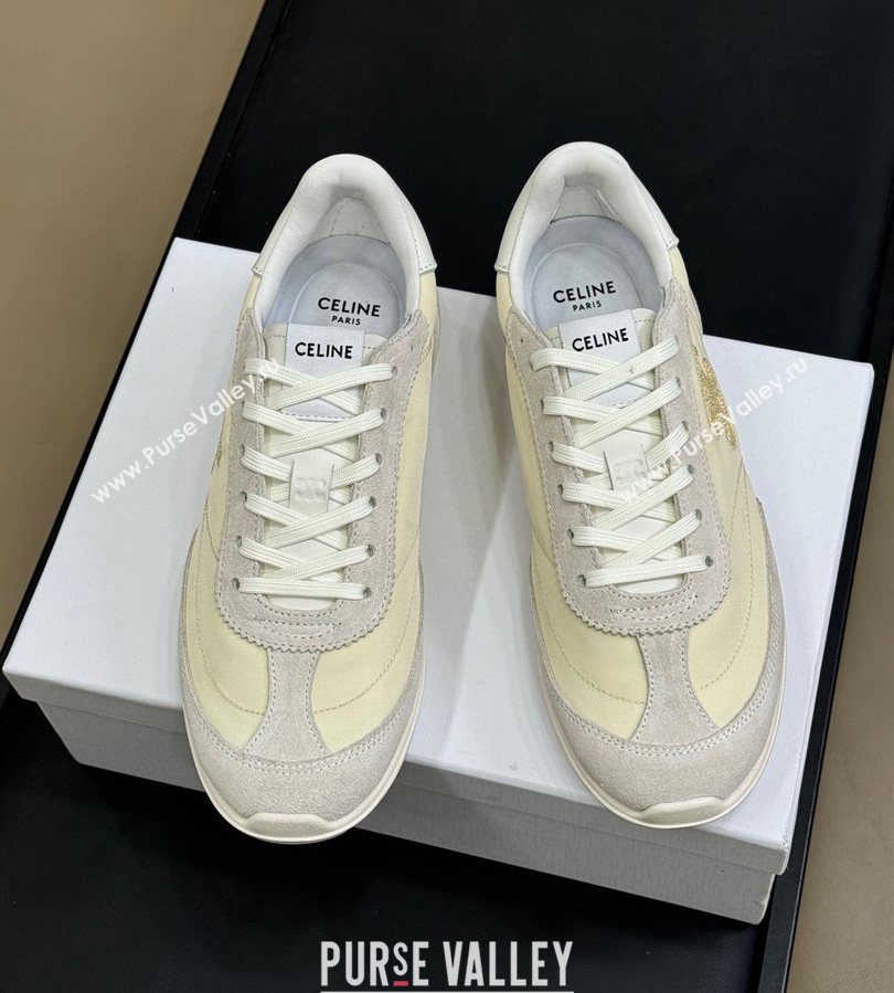 Celine Racer Low top Sneakers in Nylon and Suede Vanilla White 2025 (SS-250709084)