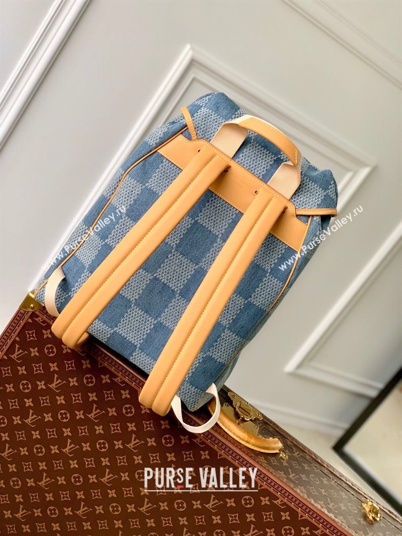 Louis Vuitton Montsouris Backpack N40708 in Damier Denim 3D Cotton Canvas Blue 2024 (K-24061701)