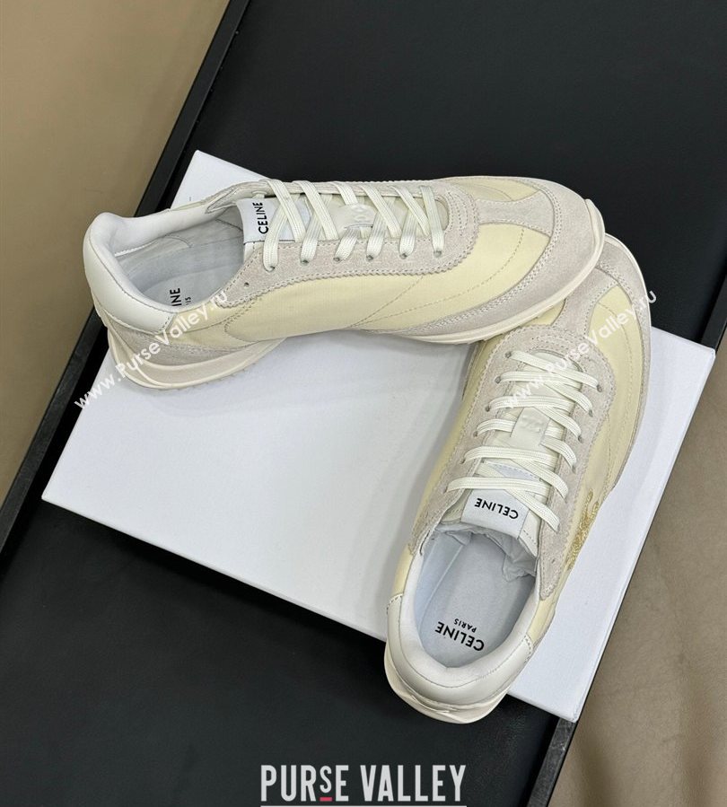 Celine Racer Low top Sneakers in Nylon and Suede Vanilla White 2025 (SS-250709084)