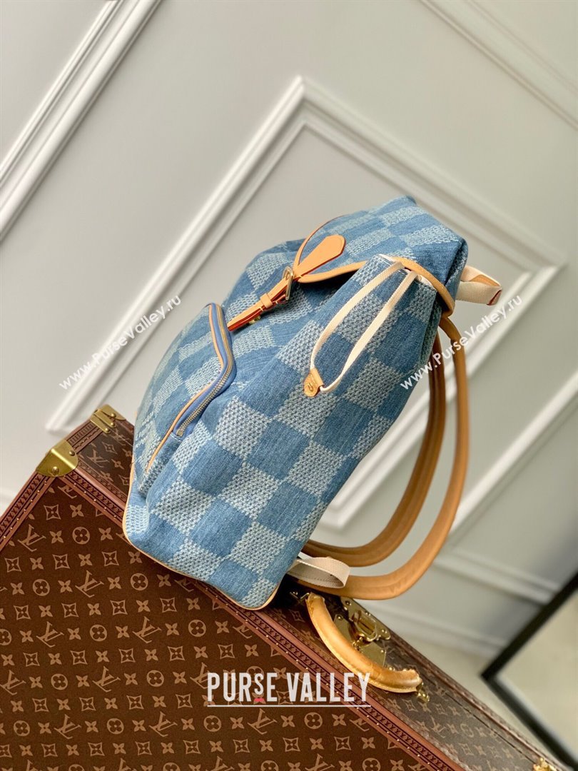 Louis Vuitton Montsouris Backpack N40708 in Damier Denim 3D Cotton Canvas Blue 2024 (K-24061701)