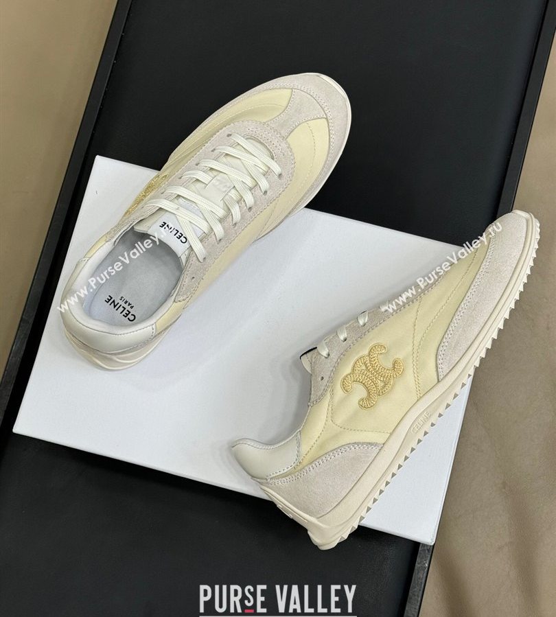 Celine Racer Low top Sneakers in Nylon and Suede Vanilla White 2025 (SS-250709084)