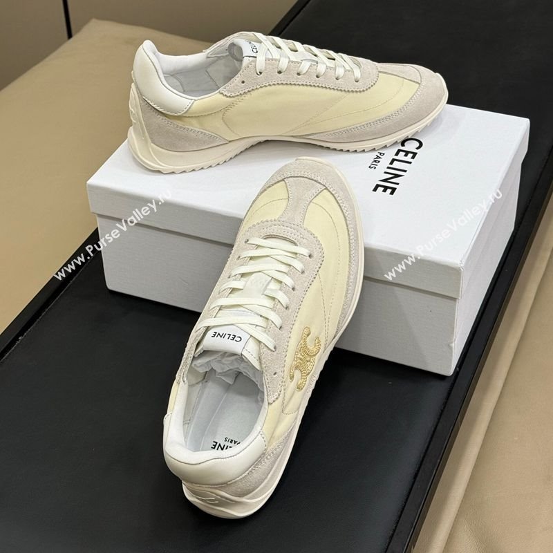 Celine Racer Low top Sneakers in Nylon and Suede Vanilla White 2025 (SS-250709084)