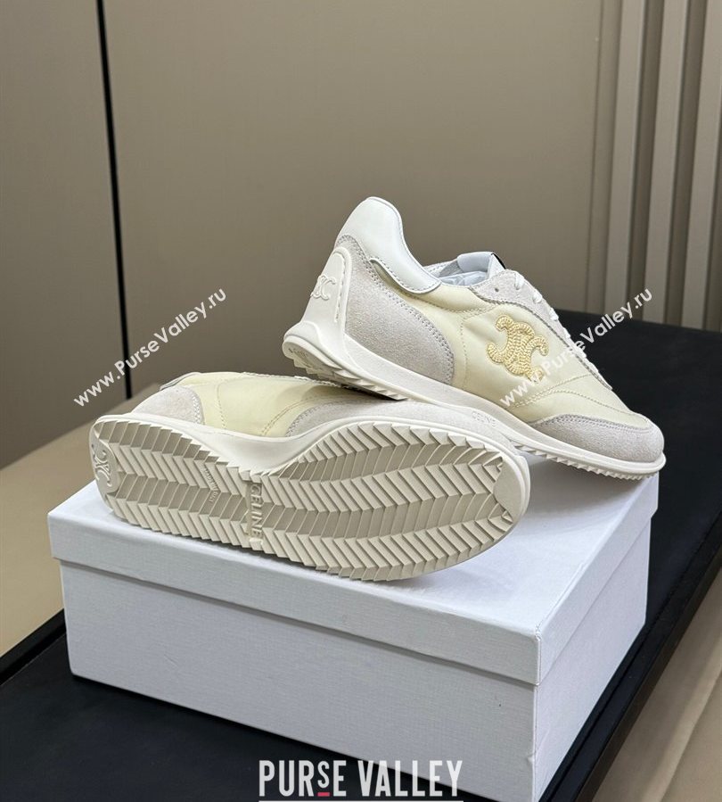 Celine Racer Low top Sneakers in Nylon and Suede Vanilla White 2025 (SS-250709084)
