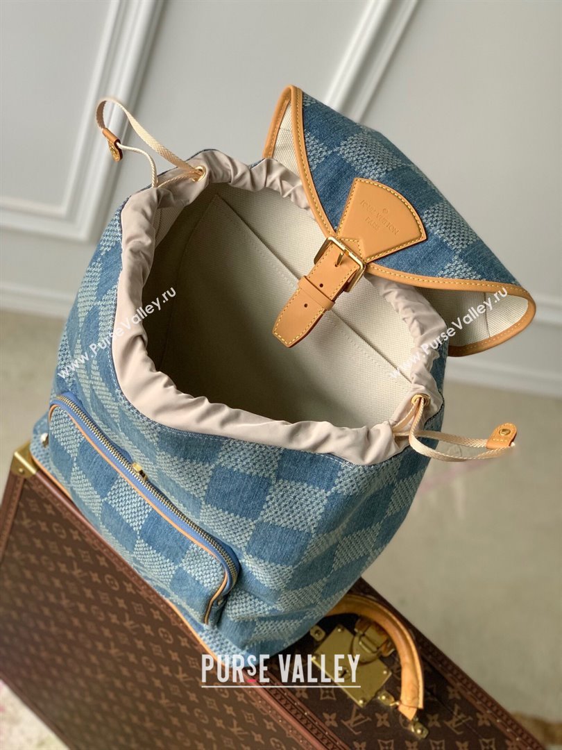 Louis Vuitton Montsouris Backpack N40708 in Damier Denim 3D Cotton Canvas Blue 2024 (K-24061701)