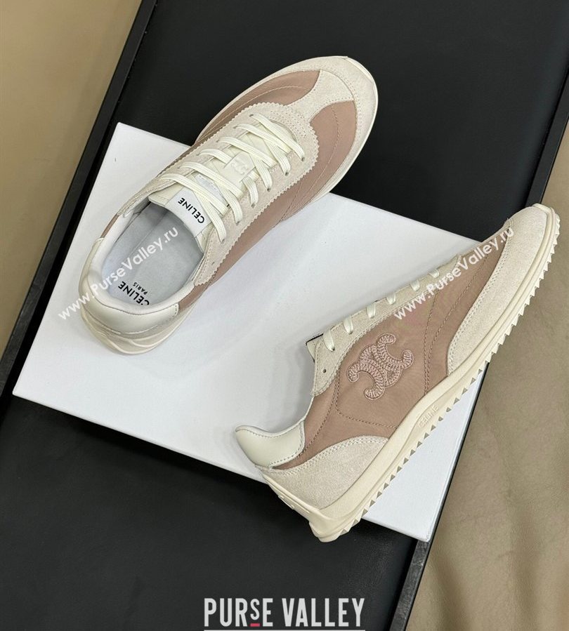 Celine Racer Low top Sneakers in Nylon and Suede Rose Beige 2025 (SS-250709085)