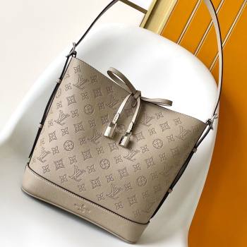 Louis Vuitton Flore Bucket bag in Perforated Mahina Calfskin M12140 Grey 2024 (JUAN-24110823)