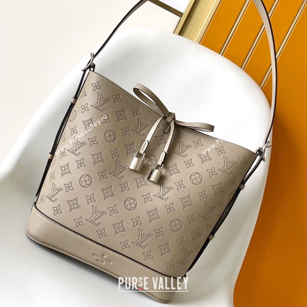 Louis Vuitton Flore Bucket bag in Perforated Mahina Calfskin M12140 Grey 2024 (JUAN-24110823)