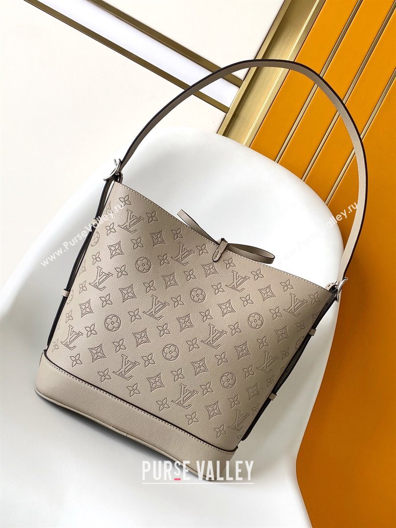 Louis Vuitton Flore Bucket bag in Perforated Mahina Calfskin M12140 Grey 2024 (JUAN-24110823)