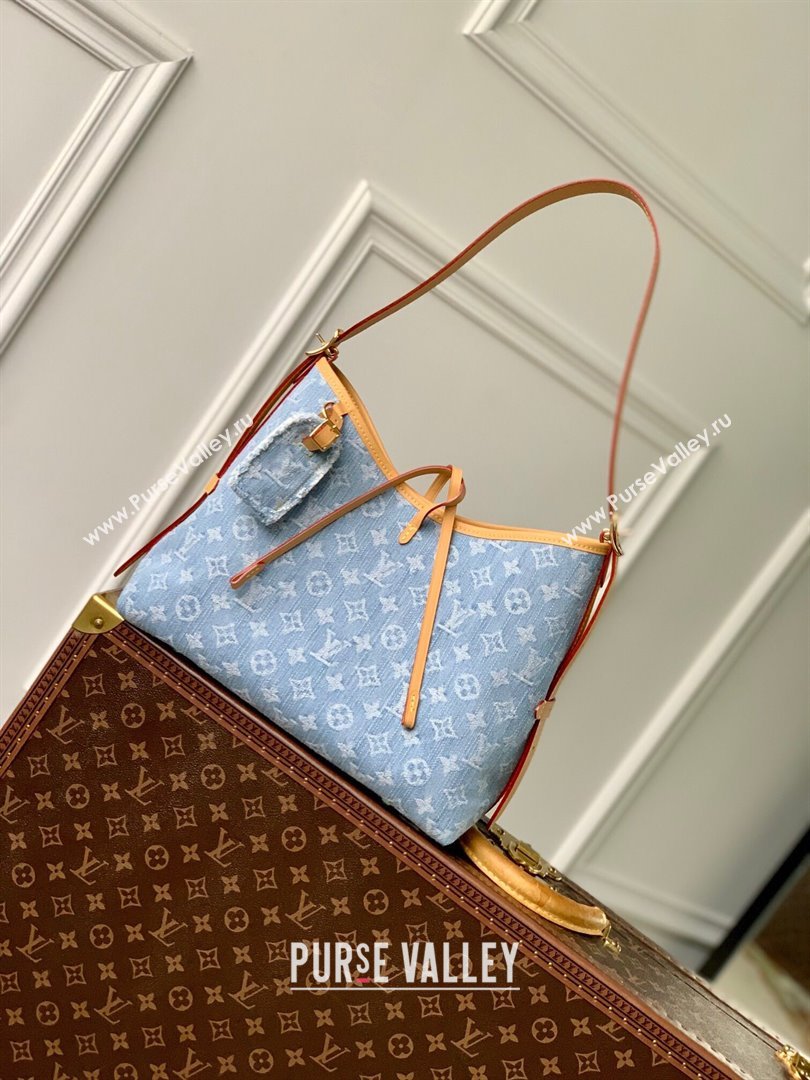 Louis Vuitton CarryAll PM Bag in Monogram Denim 100% GOTS-certified Cotton M11462 Blue 2024 (K-24061703)