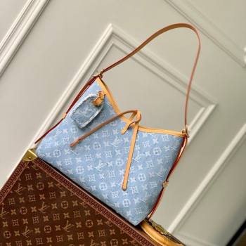 Louis Vuitton CarryAll PM Bag in Monogram Denim 100% GOTS-certified Cotton M11462 Blue 2024 (K-24061703)