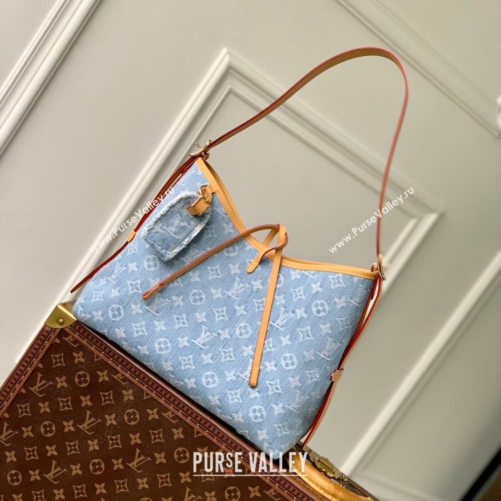 Louis Vuitton CarryAll PM Bag in Monogram Denim 100% GOTS-certified Cotton M11462 Blue 2024 (K-24061703)