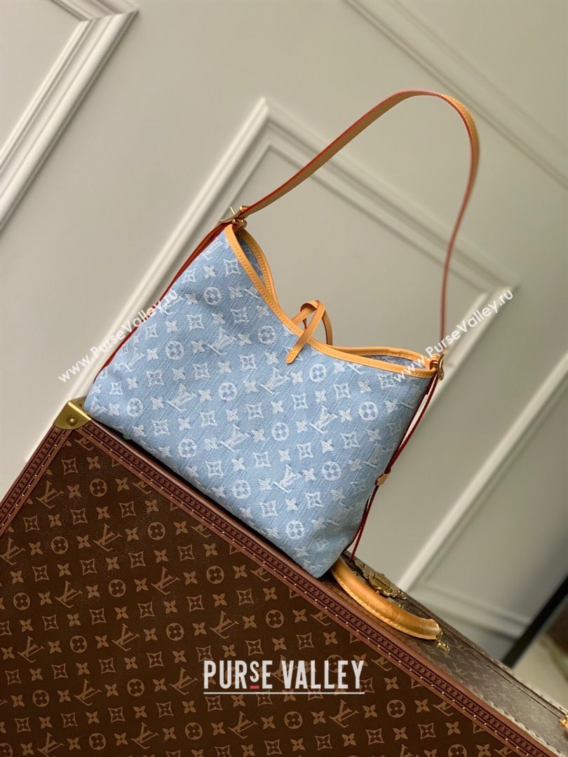 Louis Vuitton CarryAll PM Bag in Monogram Denim 100% GOTS-certified Cotton M11462 Blue 2024 (K-24061703)