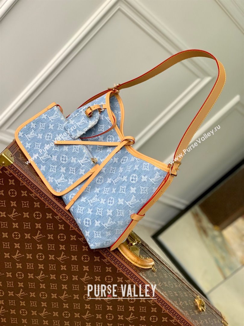 Louis Vuitton CarryAll PM Bag in Monogram Denim 100% GOTS-certified Cotton M11462 Blue 2024 (K-24061703)