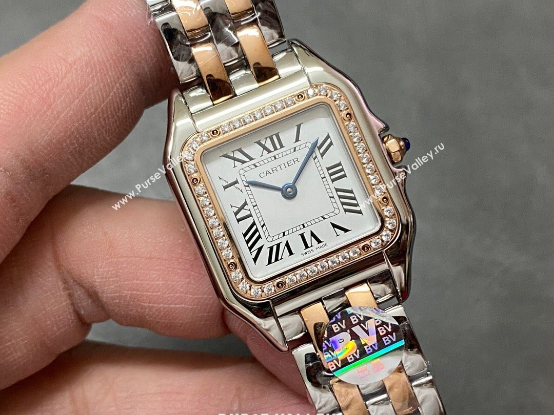 Cartier PANTHÈRE DE CARTIER Watch Medium Model 27x37MM Silver/Rosy Gold 2024 Top (ZB-2411507)