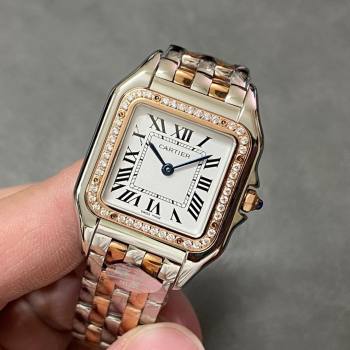 Cartier PANTHÈRE DE CARTIER Watch Medium Model 27x37MM Silver/Rosy Gold 2024 Top (ZB-2411507)