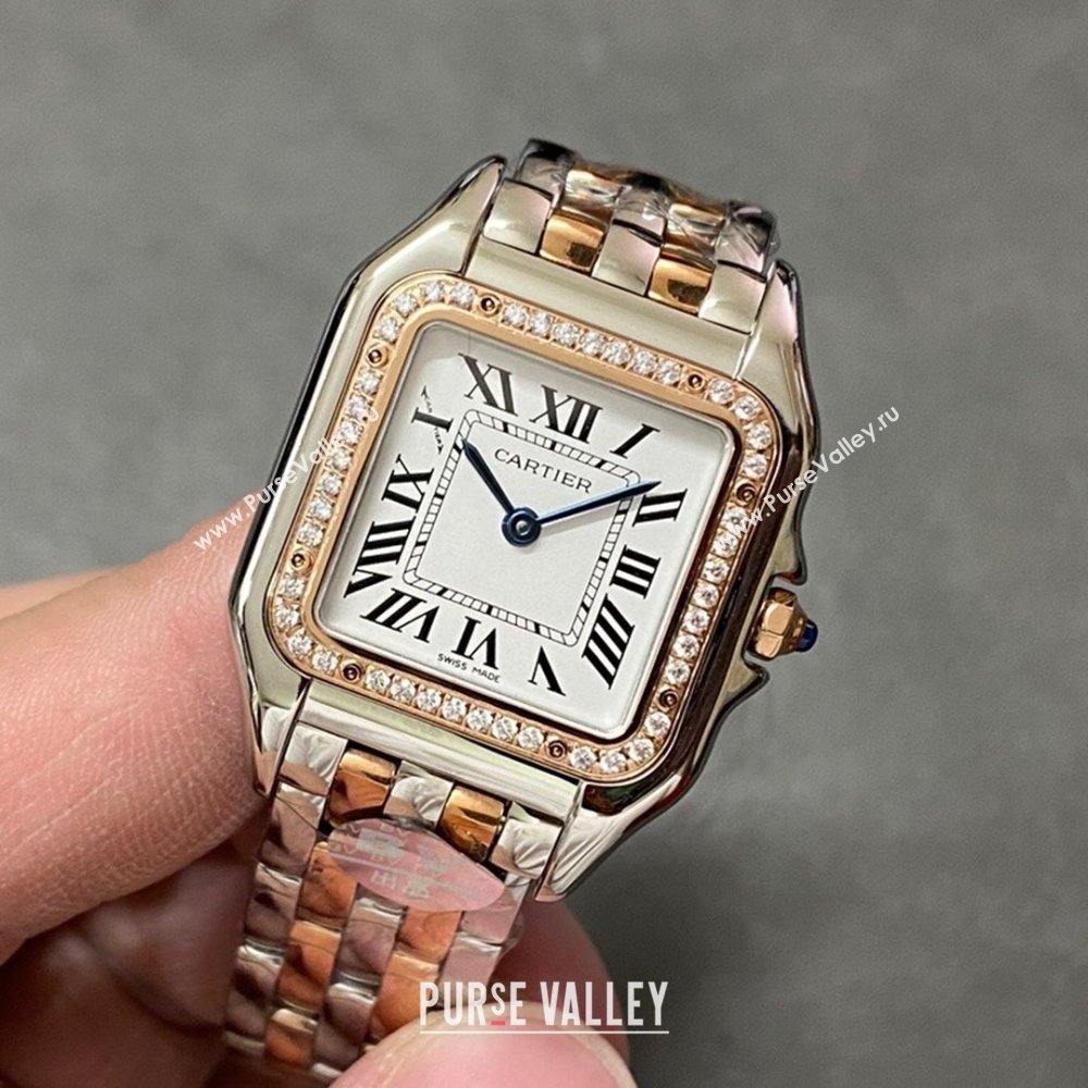 Cartier PANTHÈRE DE CARTIER Watch Medium Model 27x37MM Silver/Rosy Gold 2024 Top (ZB-2411507)