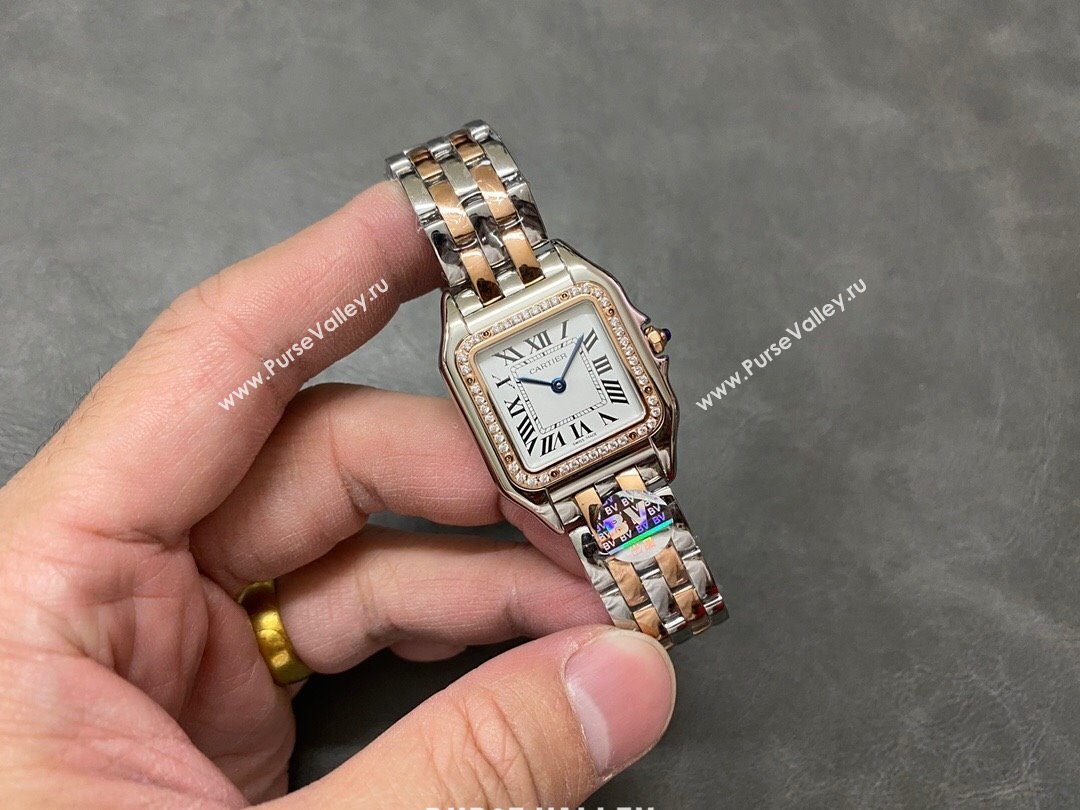 Cartier PANTHÈRE DE CARTIER Watch Medium Model 27x37MM Silver/Rosy Gold 2024 Top (ZB-2411507)