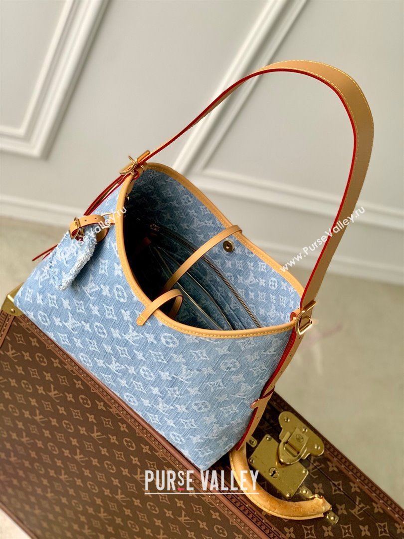 Louis Vuitton CarryAll PM Bag in Monogram Denim 100% GOTS-certified Cotton M11462 Blue 2024 (K-24061703)