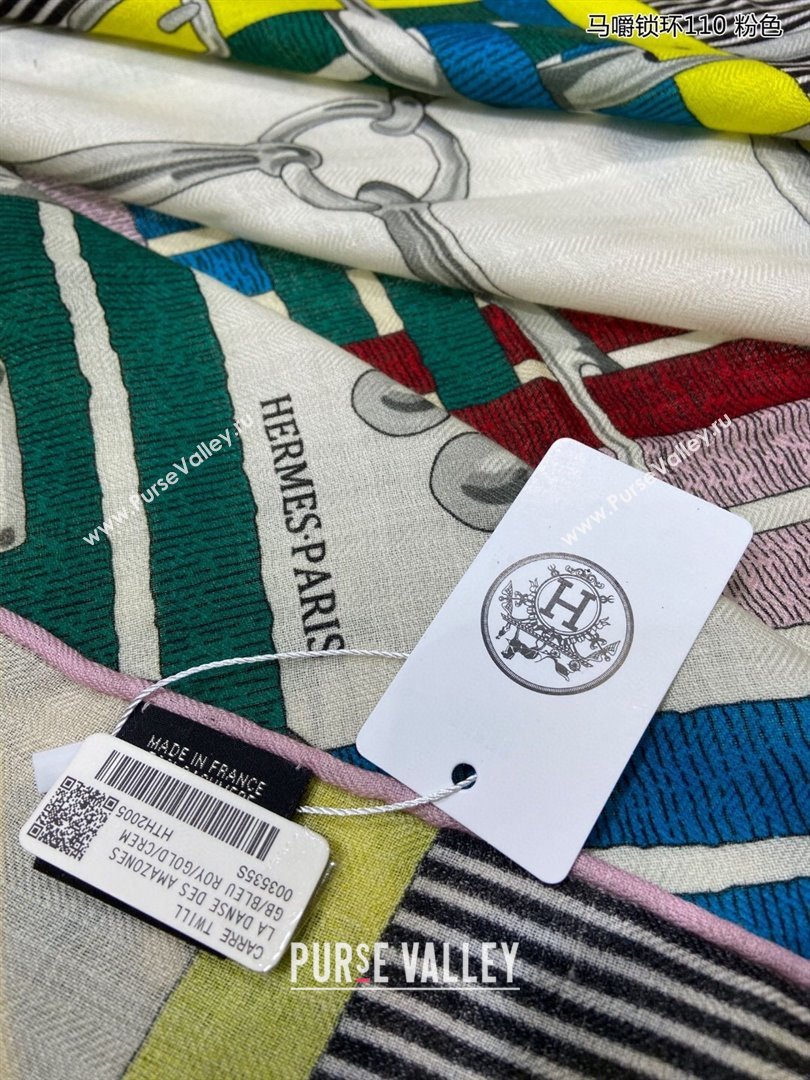 Hermes Cashmere Silk Sqaure Scarf 110x110cm H11718 Pink 2023 (A-23111718)