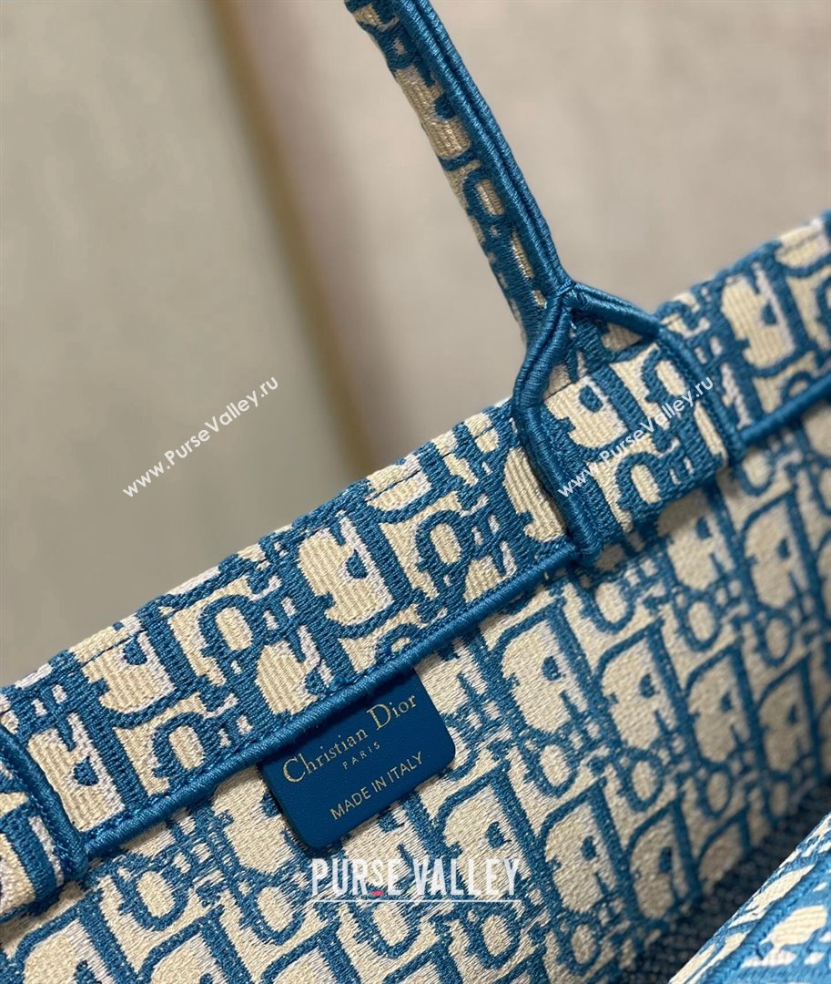 Dior Large Book Tote Bag in Ocean Blue Oblique Embroidery 2021 (XXG-21102031)